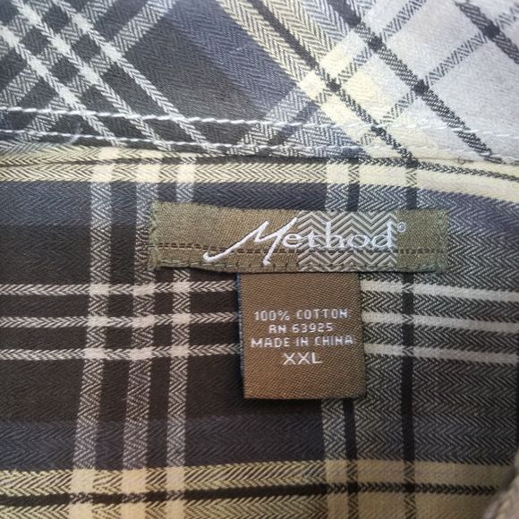 Method Button Down Shirt Mens Size XXL Tan Plaid - Picture 15 of 16